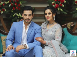 Fatima Effendi and her husband Kanwar Arsalan posing together at a family event, showcasing their strong bond and happy married life.