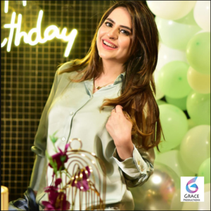 Pakistani television actress Fatima Effendi posing confidently during a media appearance, known for her successful drama career and elegant personality.
