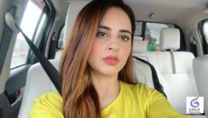 Fatima Effendi smiling during a photoshoot, showcasing her successful acting career, family life, and journey in the Pakistani television industry.