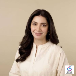 Pakistani actress Mahira Khan posing elegantly at a media event, known for her award-winning performances in television dramas and films.