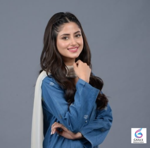 Sajal Ali wearing an elegant traditional outfit during a stunning portrait shoot, showcasing the award-winning Pakistani actress famous for her hit dramas and films.