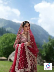 Amna Babar showcasing her elegant fashion style during a professional modeling photoshoot