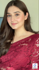 Dur-e-Fishan Saleem smiling during a professional photoshoot in 2026, showcasing the Pakistani actress known for her hit TV dramas and elegant style.