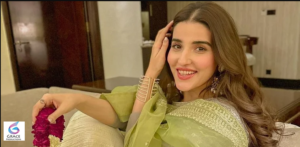 Hareem Farooq wearing an elegant outfit in a beautiful celebrity photoshoot