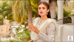 Pakistani actress Hira Mani posing gracefully in a traditional outfit during a public appearance