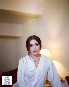 Humaima Malick posing during a photoshoot, highlighting the Pakistani actress and model featured in her 2026 biography.