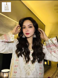 Maham Naqvi is taking photos for a TV drama. The actress is from Pakistan.