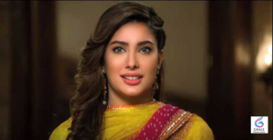 Mehwish Hayat posing gracefully at an event showcasing her elegance as a popular Pakistani actress and model.