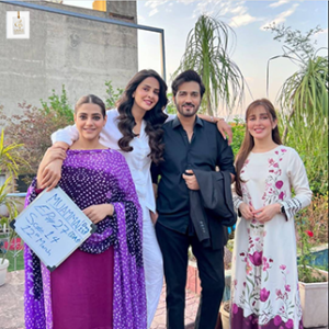 Namra Shahid smiling in a stylish portrait during a media appearance, highlighting the Pakistani actress known for her television dramas and modeling work.