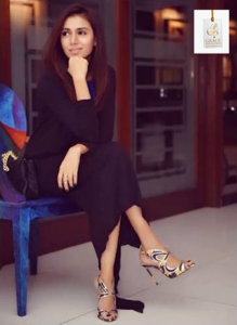 Tooba Siddiqui posing during a professional fashion photoshoot showcasing her elegant style and modeling career