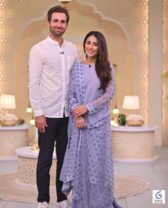 Ushna Shah wearing a fashionable traditional outfit, highlighting her elegant style and television star persona.