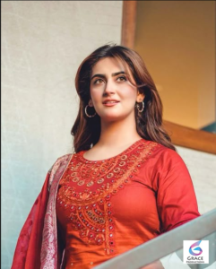 Pakistani actress Hiba Bukhari captured in a graceful fashion photoshoot with a confident and elegant look.