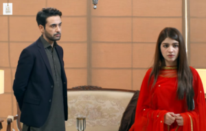 Kinza Hashmi and Affan Waheed in an emotional scene from the Pakistani drama Dil Awaiz.