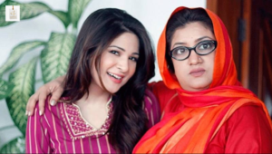 Pakistani actress Hina Dilpazeer in a stylish portrait highlighting her television career