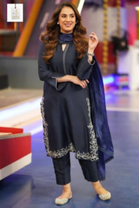 Maham Amir Pakistani actress wearing an elegant outfit and showcasing her television career
