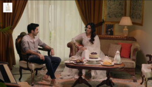 Saba Qamar and Ali Ansari during a scene from Muamma
