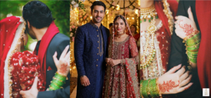 Ramsha Khan smiling at a media event in a fashionable traditional outfit