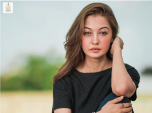 Rubya Chaudhry elegant portrait showcasing her Pakistani fashion style
