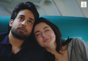 Hania Aamir and Bilal Abbas Khan during a scene from Meri Zindagi Hai Tu