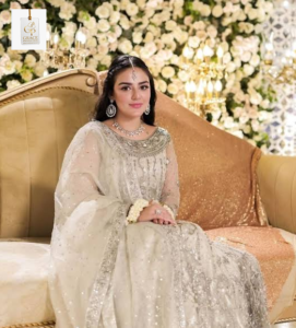Shazeal Shoukat wearing a stylish traditional outfit during a portrait photoshoot.