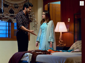 Aiman Khan and Shehzad Sheikh during a scene from Ghar Titli Ka Par