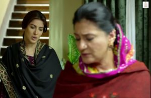 Mehwish Hayat and Humayun Saeed in a romantic scene from Dil Lagi