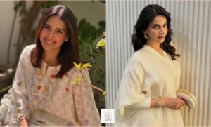 Iqra Aziz and Saba Qamar sharing a message about supporting fellow actors