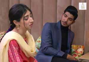 Maryam Nafees and Mohsin Abbas Haider during a scene from Mohabbat Chor Di Maine