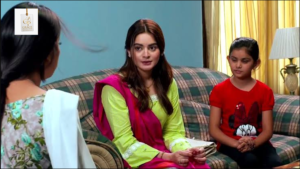 Minal Khan as her character in Nand alongside Shehroz Sabzwari