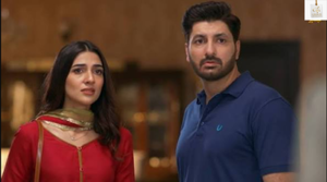 Rabab Hashim during an emotional scene from Meray Mohsin with Syed Jibran