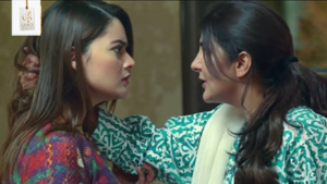 Minal Khan and Fahad Sheikh together in a scene from the Pakistani television serial Jalan.