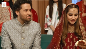 Saniya Shamshad portrays her character in Uswah with Haroon Shahid