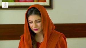 Sidra Batool and Asim Mehmood in an emotional scene from Umeed